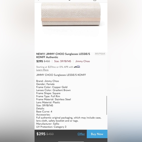 NEW!!! JIMMY CHOO Sunglasses LESSIE/S KONFF Authentic - Picture 6 of 12